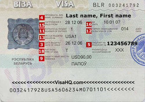 Visa Biélorussie