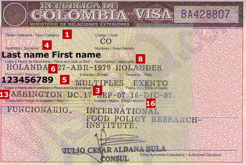 Visa Colombie
