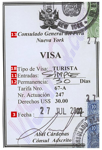 Visa Pérou